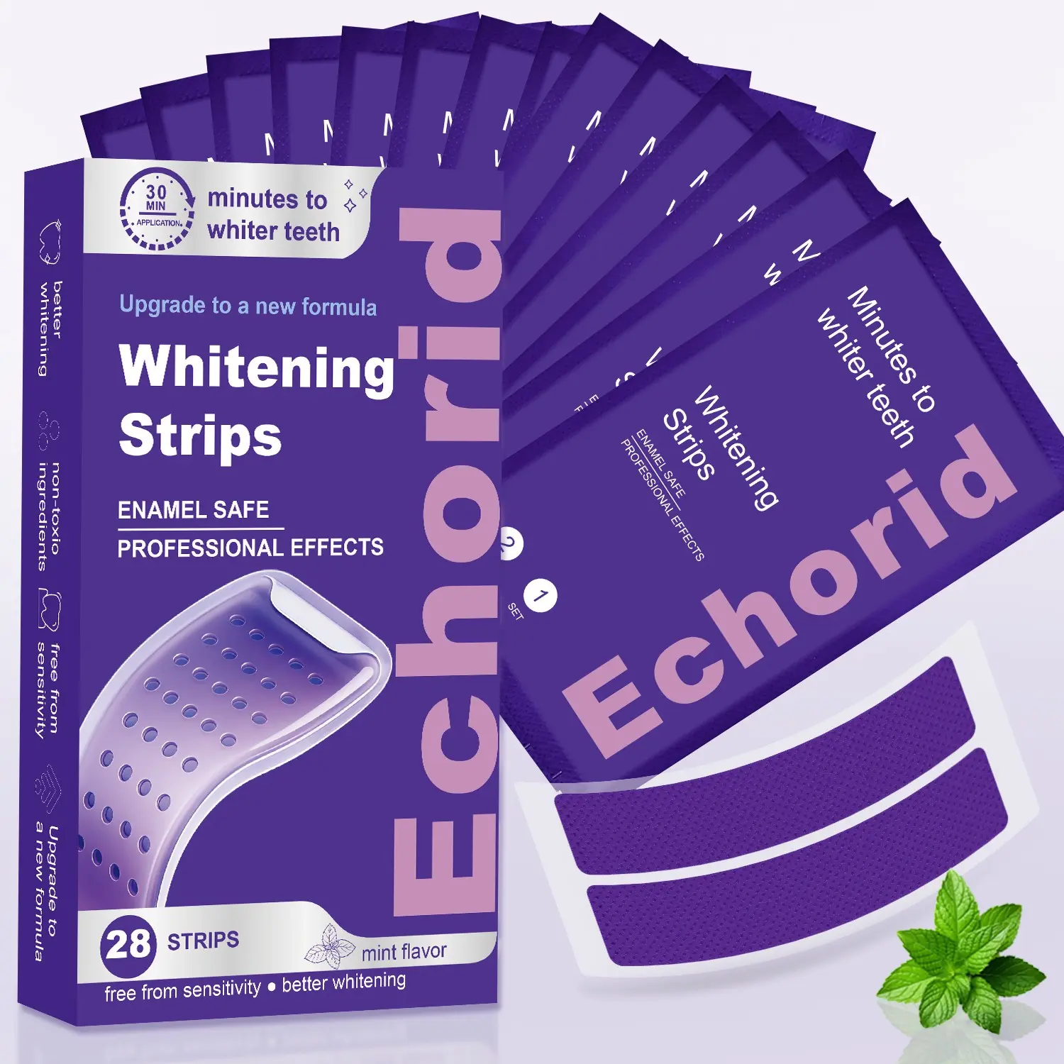 Teeth Whitening Strips - Teeth Whitener, 14 Pairs/28 Pieces, Safe for Enamel, Non-Sensitive, Gentle, Mint Flavor, Home Use, Quick Results, Easy to Carry