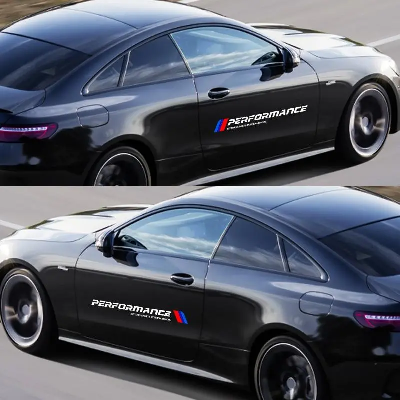 1 Pair Clear Transparent Vinyl Racing Graphics Decals, Peel & Stick Side Body Stickers For Window, Fender, B Pillar & Rear Trunk, Compatible With 3 Series 5 Series M3 M4 X3 X5 X7 i4 iX Z4, Waterproof Luxury Auto Exterior Tuning Accessories