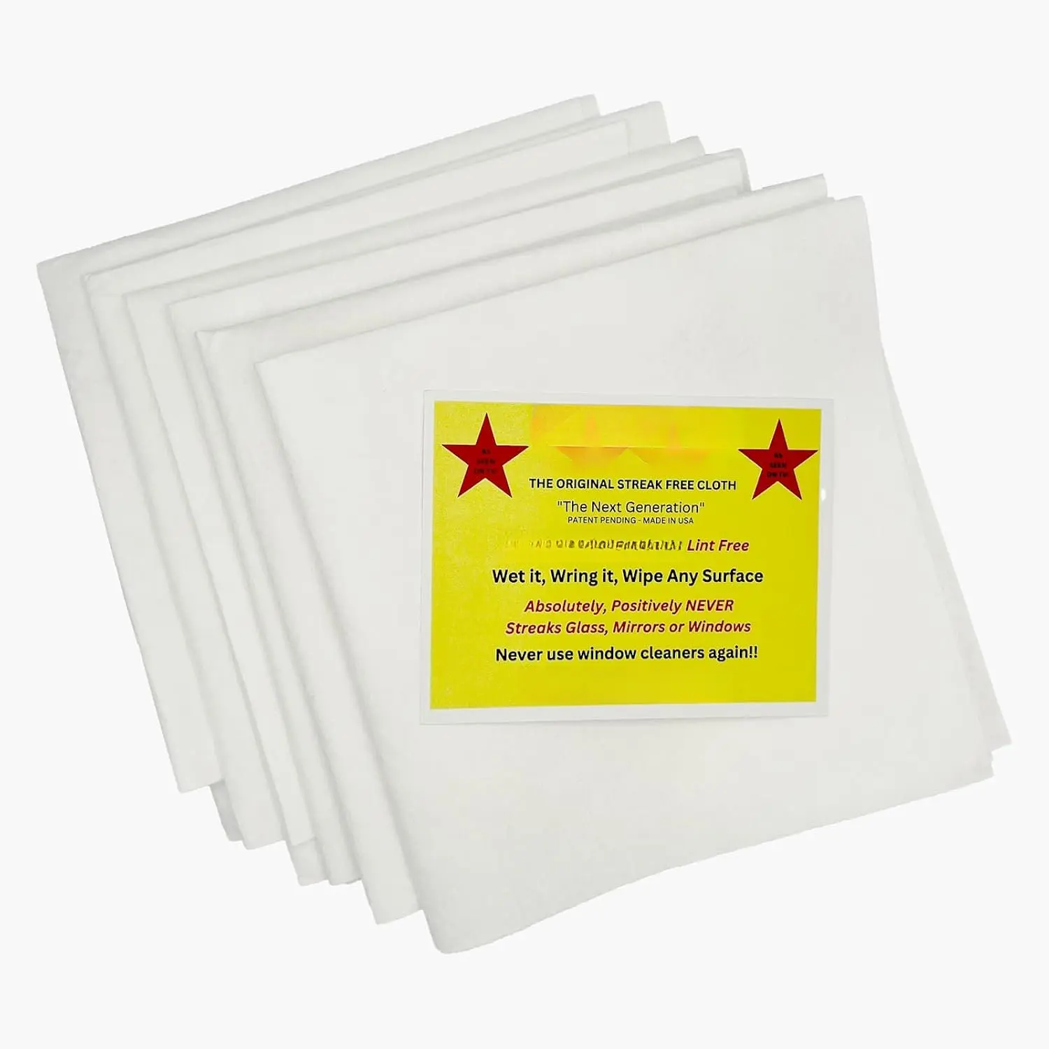 Streak Free/3 Microfiber Glass Cleaning Cloth, 6 Pack, Lint Free &