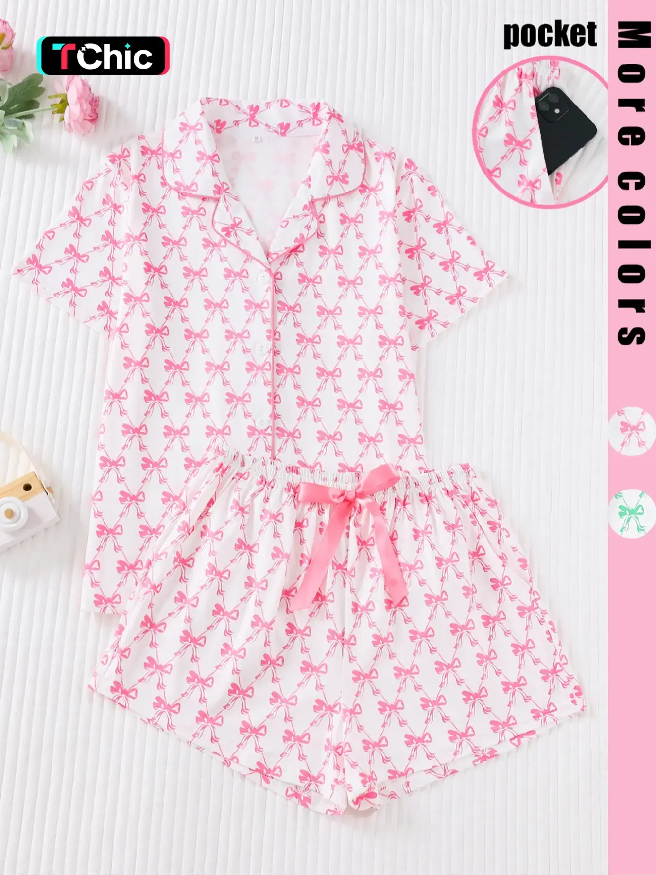 Women's Gingham Print Summer Pajama Set, Soft & Comfortable Fabric, Loose-Fit Design, Short Sleeve Top & Shorts with Pockets, Chic, Cute, Perfect for Relaxing at Home, Indoor Loungewear, Ladies Loungewear, Nightwear, Loungewear, Pjs
