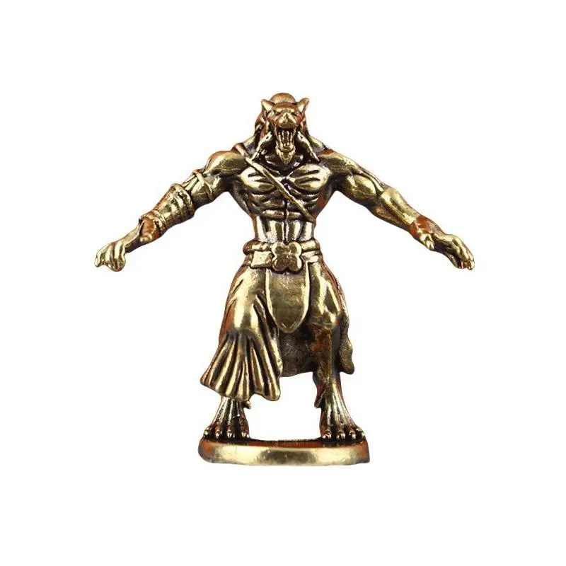 Craft Heavy Exotic Creature Figurines Miniatures Accessories Vintage Brass Werewolf Statue Desktop Ornament Home Decoration