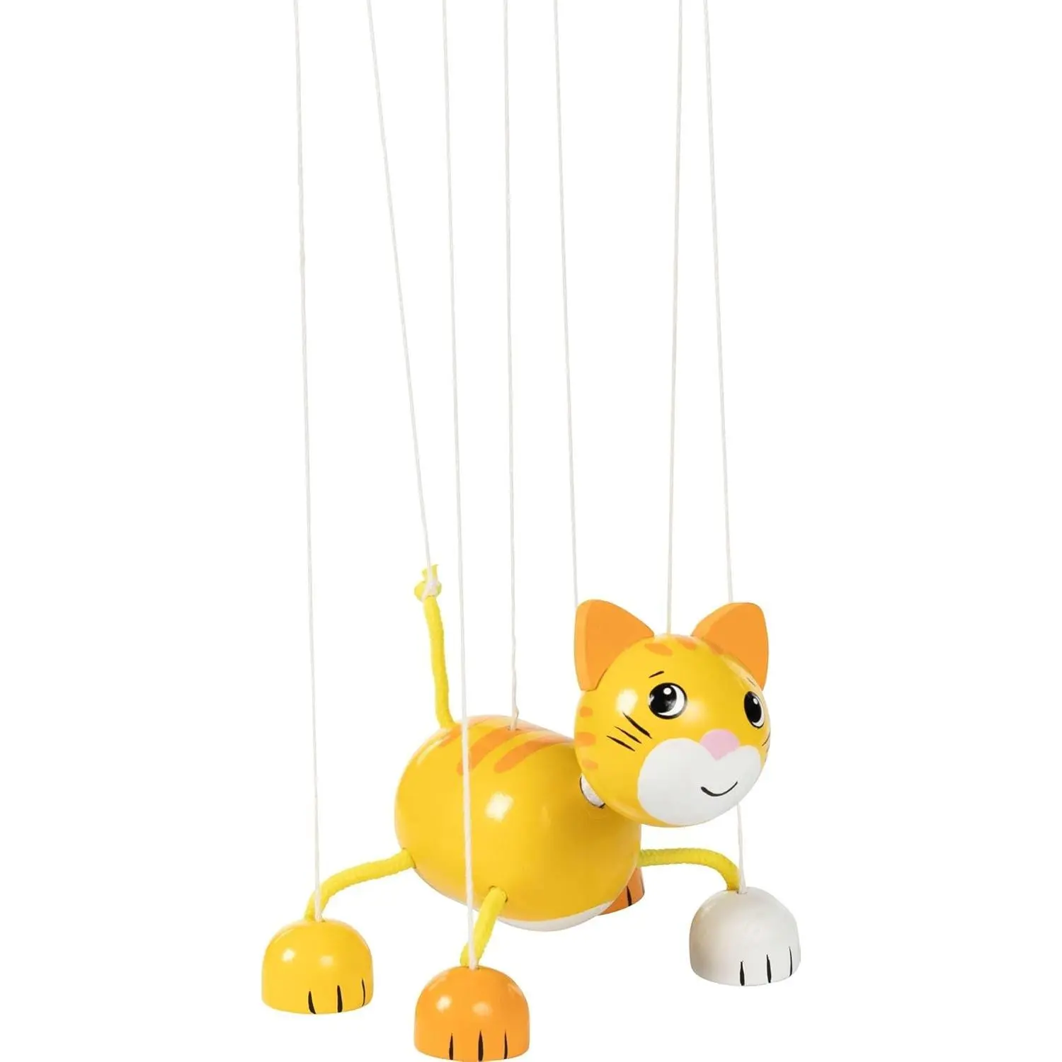 Fully Movable Puppet Cat Marionette - Promotes Children's Fine Motor Skills and Concentration, Interactive Puppet Toy for Kids, Yellow