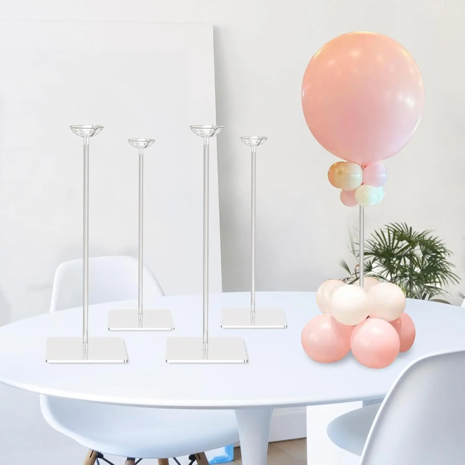 15.75 Inch Height Clear Acrylic Balloon Stand for Table Centerpiece Decoration, Set of 4