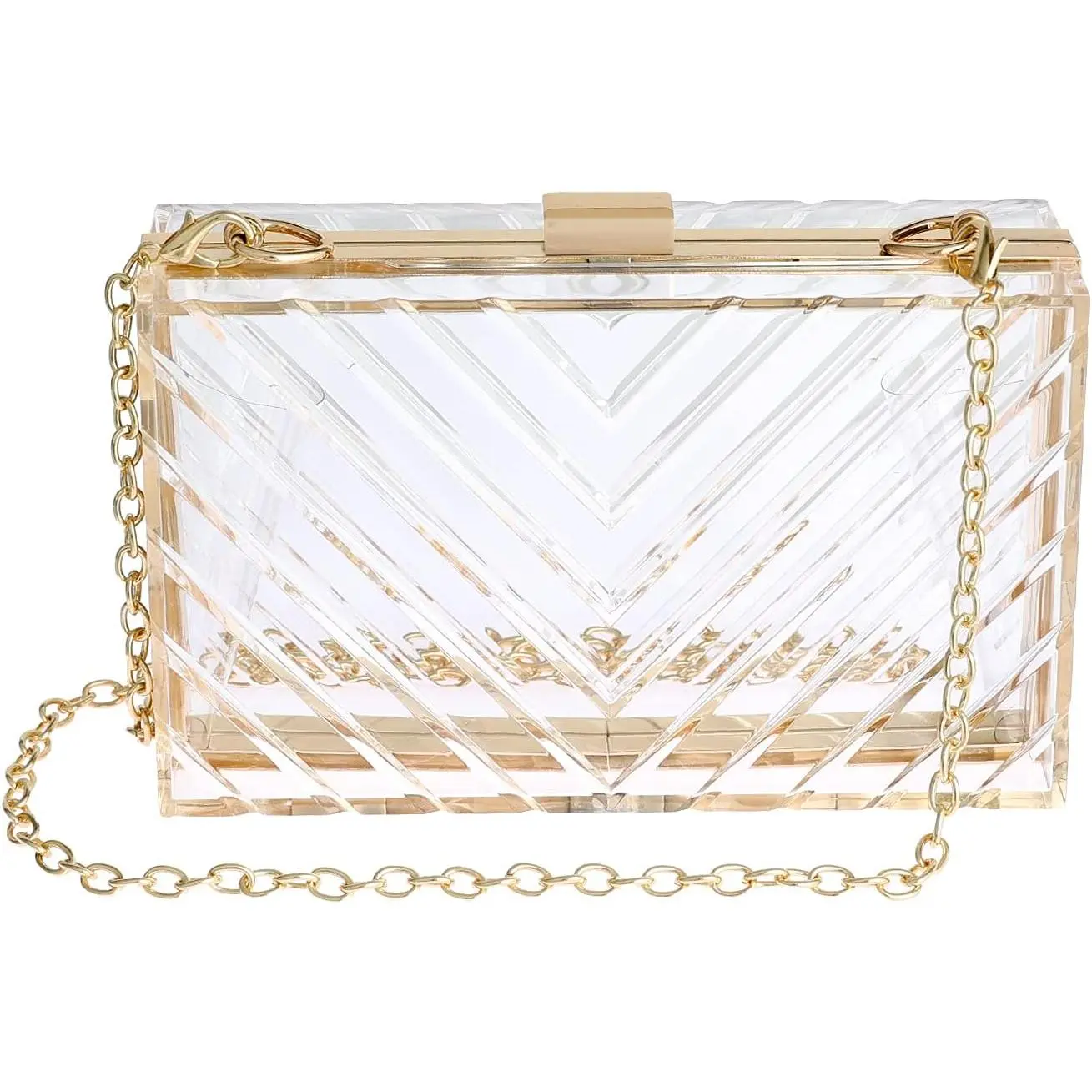 Women's Transparent Handbag Acrylic Clear Clutch Bag Stadium Approved