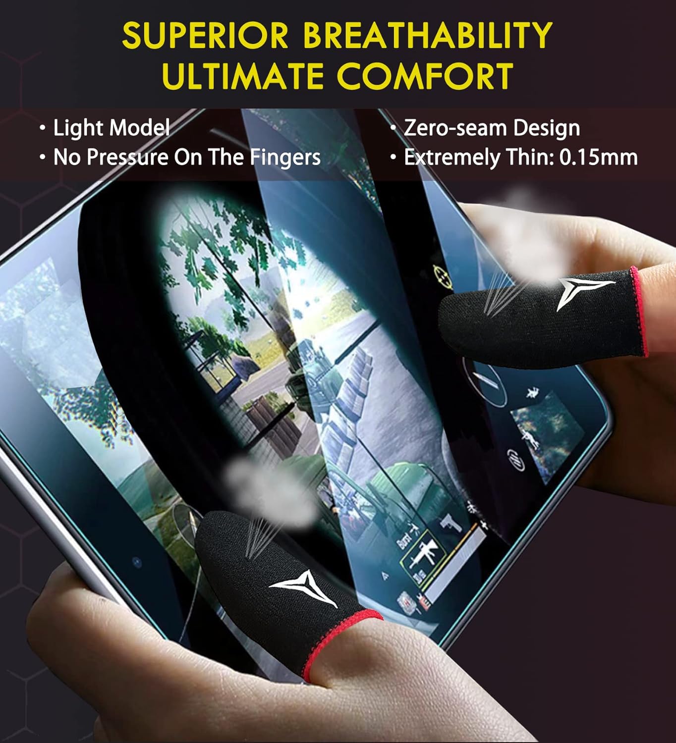 6 Pack Mobile Phone Gaming Finger Sleeves, Finger Sleeves Compatible with All Touchscreen Devices, Smooth Feel, Anti-Sweat, Extremely Thin