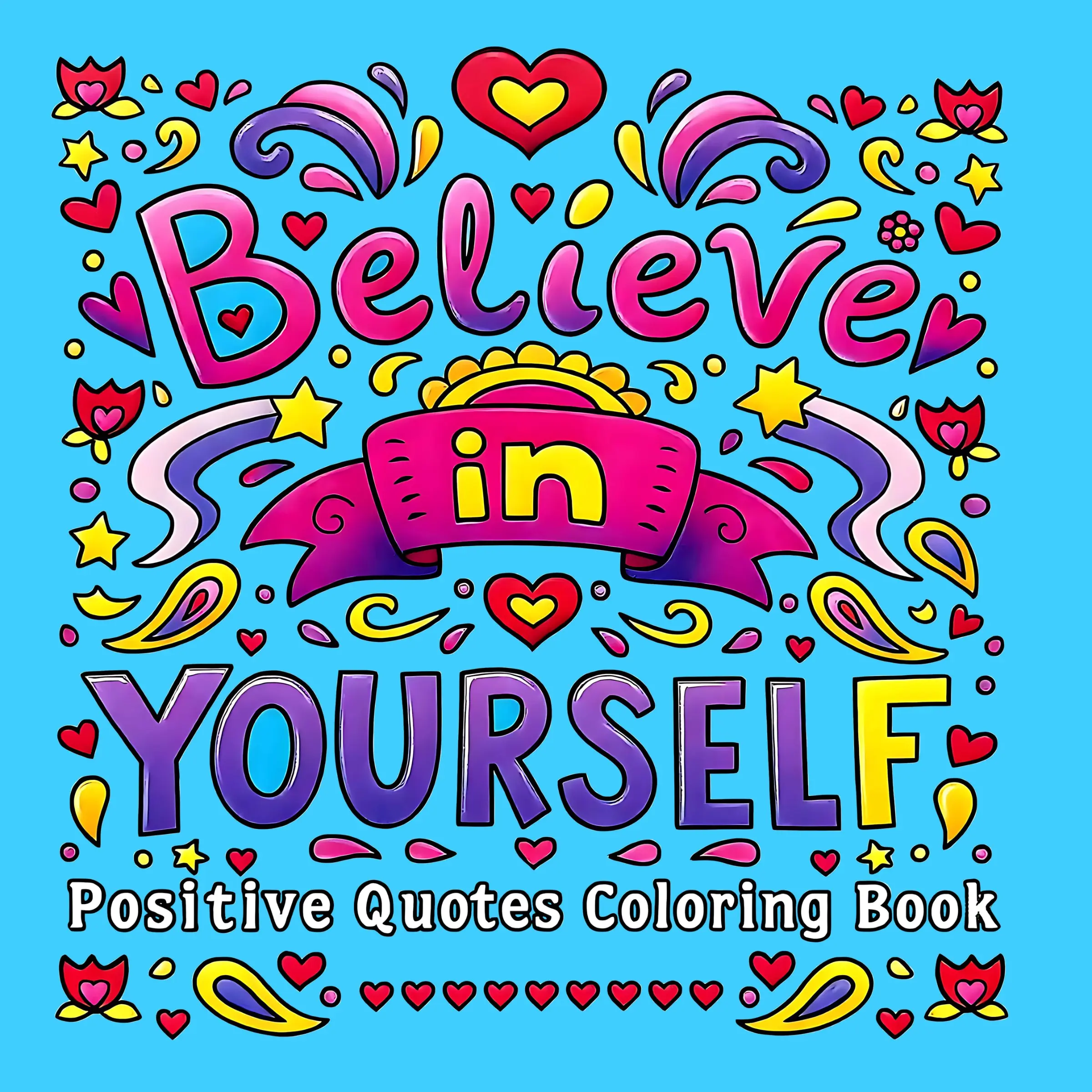 24-Page Inspirational Self-Care Paper Coloring Book, Positive, Relaxing Stress Relief, Perfect Gift for Christmas, Halloween, Birthday, Day, Mother's Day, Father's Day, Teacher's Day