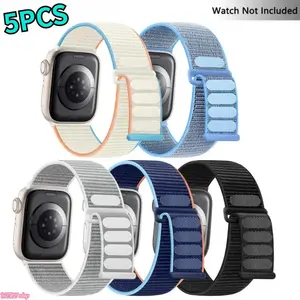 Strap 5PCS 2026 Nylon Apple Watch Band - Velcro Sport Loop, Adjustable, Breathable, and Soft Replacement Strap; Compatible with 38 - 49mm Models (All Series & Ultra Editions); Lightweight and Durable Band