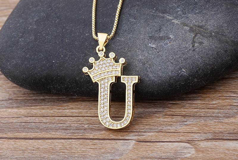 Aesthetic Luxury Copper Zircon A-Z Crown Alphabet Pendant Chain Necklace Hip-Hop Style Fashion Woman Man Initial Name Jewelry Gift for Girl Women Couple Aesthetic Luxury Copper Zircon A-Z Crown Alphabet Pendant Chain Necklace Hip-Hop Style Fashion Woman Man Initial Name Jewelry Gift for Girl Women Couple
