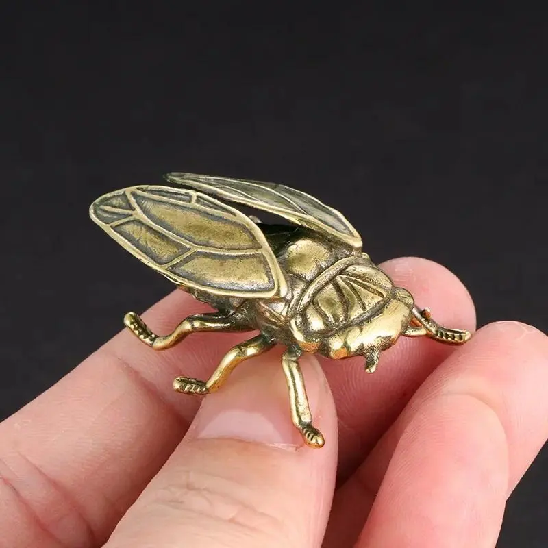 Antique Brass Insect Cicada Figurine Miniature Decoration Craft Brass Animal Statue Desktop Ornament Accessories Kawaii Decor