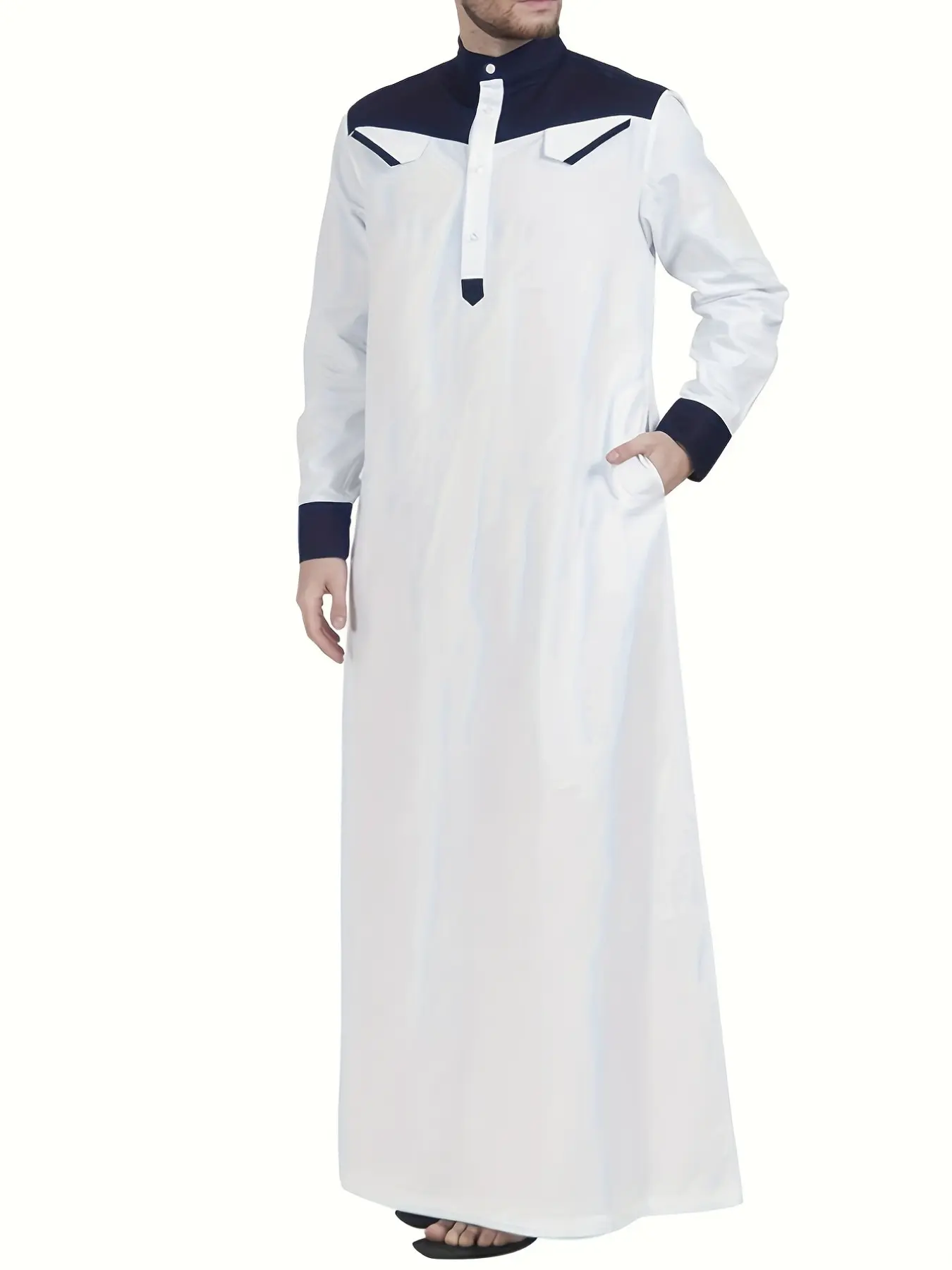 Dubai Muslim Men's Patchwork Middle East Robe, Malaysian Men's Long Robe, Stylish and Comfortable Traditional Attire, Thobe