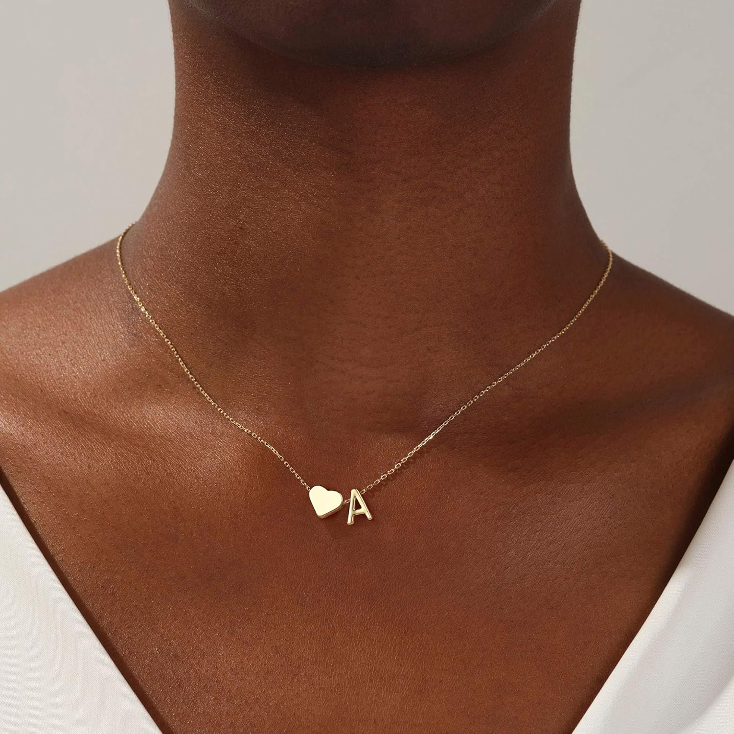 Christmas Gifts for Grandkids - Dainty 18K Gold Plated Tiny Heart Initial A-Z Letter Pendant Necklace Stocking Stuffers for Teen Girls Jewelry