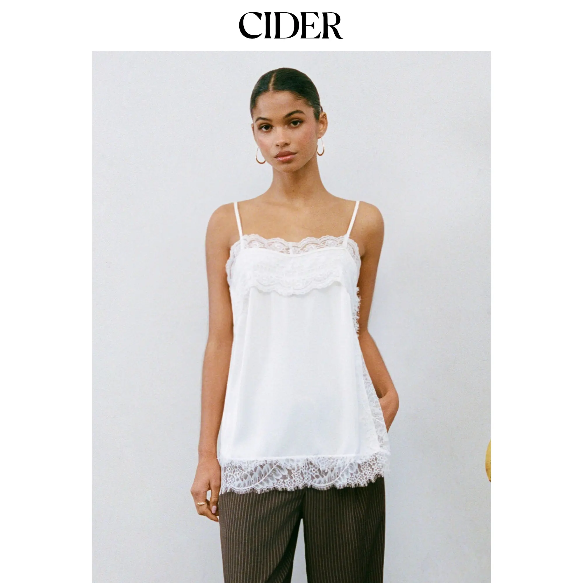 Cider Square Neck Lace Trim Oversized Cami Top SummerWins SummerFinds