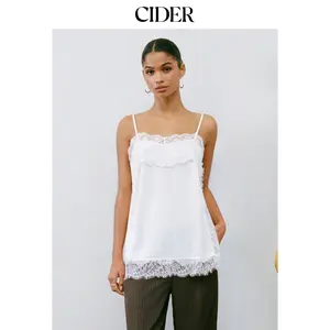 Cider Square Neck Lace Trim Oversized Cami Top SummerWins Dealsforyou