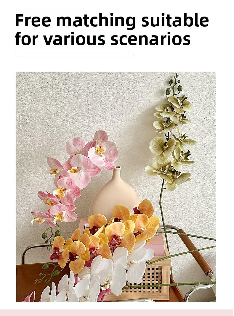 9 artificial Phalaenopsis orchids with a luxurious feel, suitable for decorating the living room, dining table, entrance, and wedding room