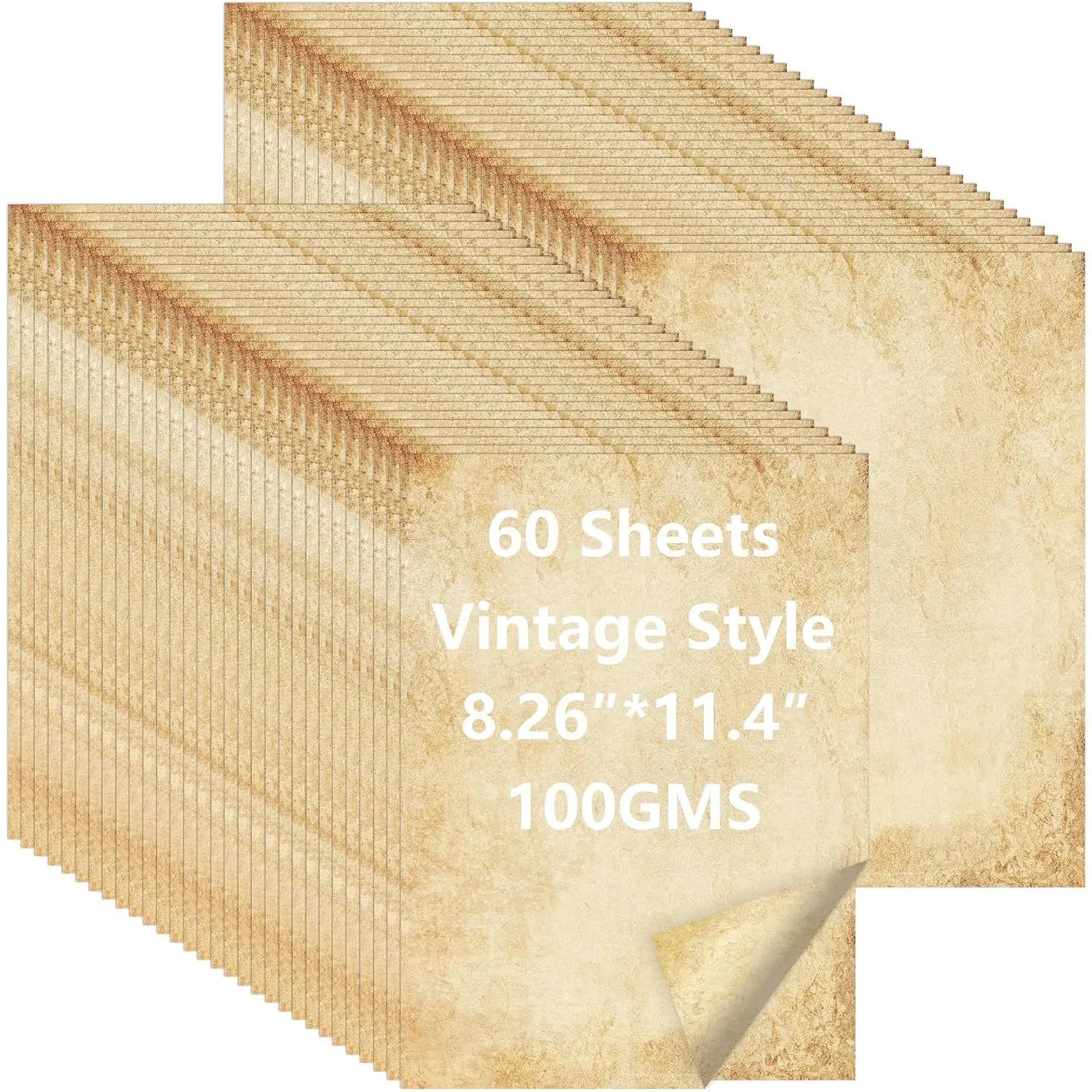 60 Sheets Medieval Look Antique Faux Writing Paper, 8.26x11 in Letter Size, Double-Side Inkjet Print Office Stationery for Computers & Office Supplies