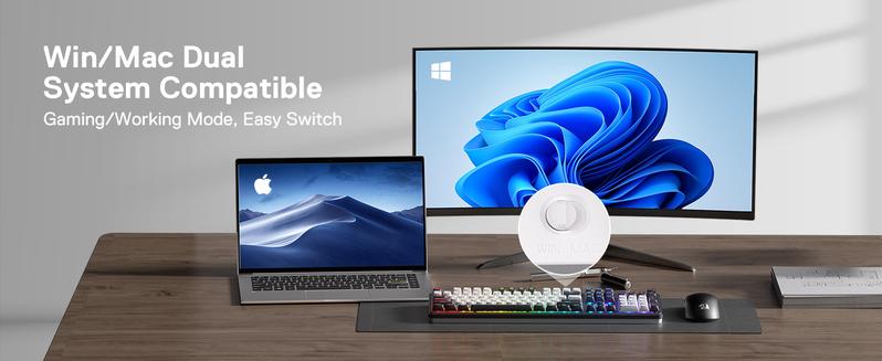 Redragon K762 Wireless Gasket Gaming Keyboard w/Hype Screen & Knob, 104 Keys Mechanical Keyboard, Easy-Control 1.14’’ TFT Info Display, 5-Layer Noise Dampening, Round PBT Keycaps, Mint Mambo Switch, Abyssal Blue