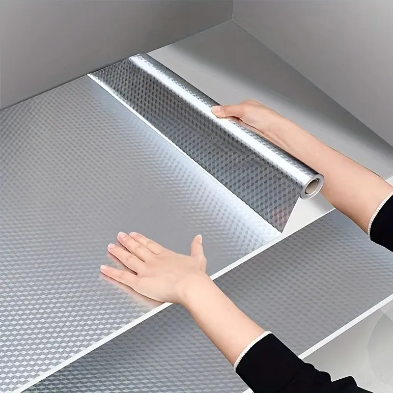Stainless Steel Silver Color Vinyl Wallpaper, Waterproof Oil Resistant High Temp, Easy Install Peel & Stick, DIY Home Renovation Decor