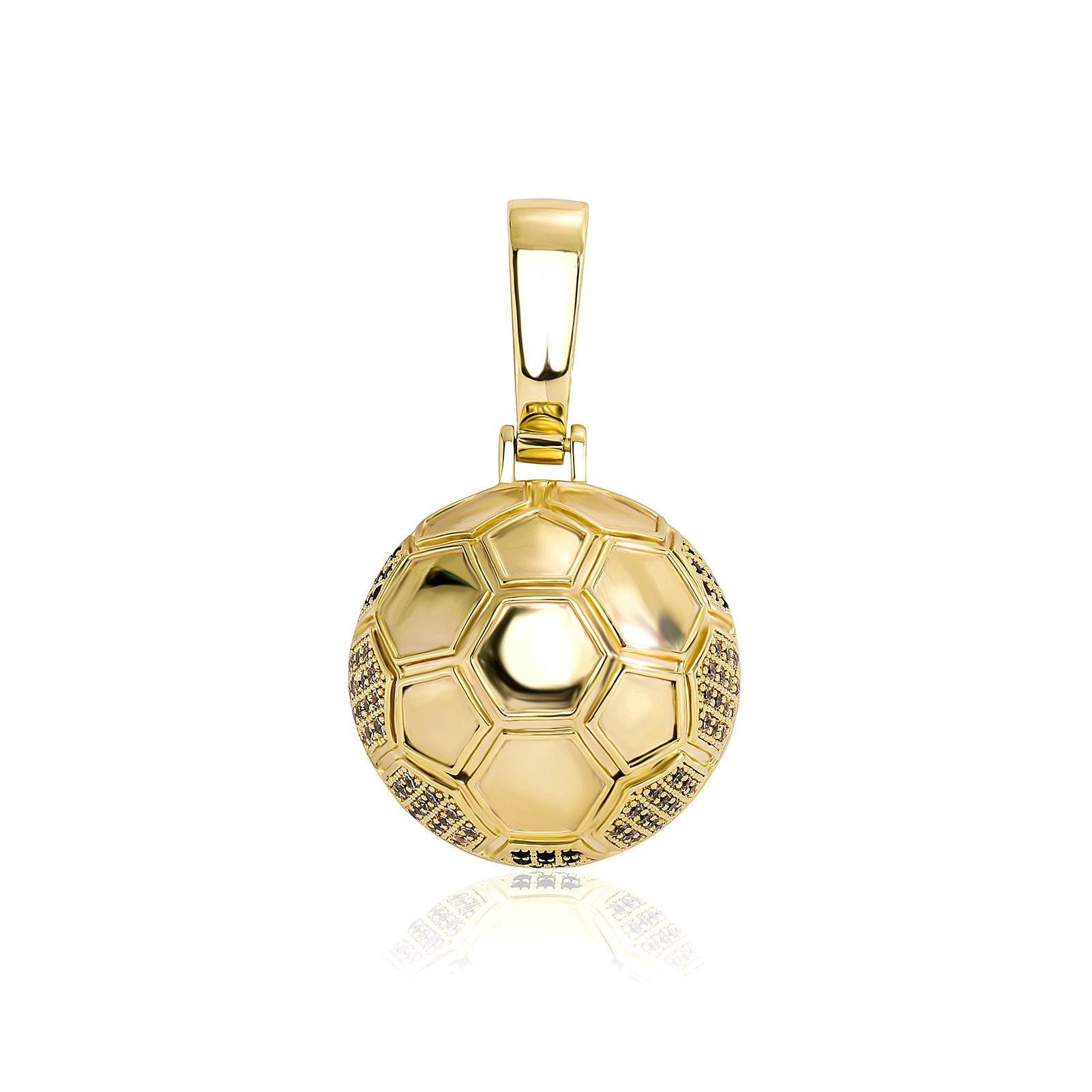 World Cup Football Pendant Hip-Hop Sports Style Micro-Inlaid Zircon Necklace Fan Necklace