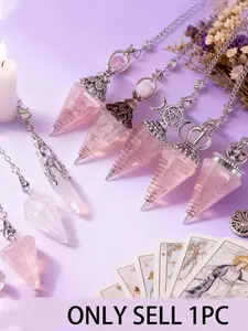 1PC Rose Quartz Pendulum Pendant, Crystal for Romance and Love, Promotes Harmony, Halloween Party Souvenir, Witch Divination Tool, Valentine's Gift