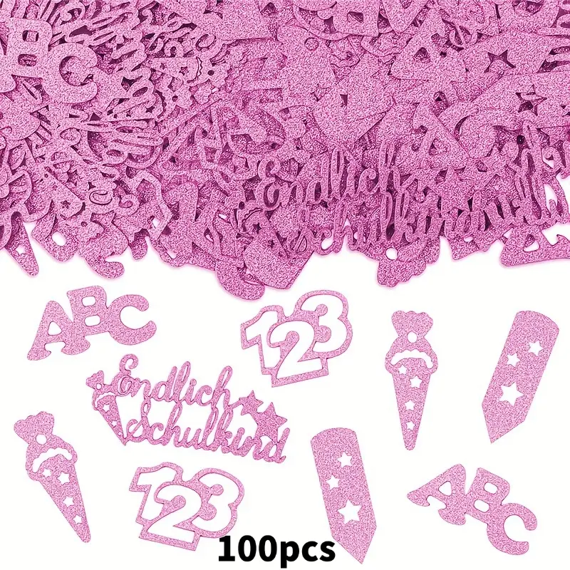 Colored confetti, rainbow stars, at school student activities party, back-to-school season opening season scattering confetti and sequins sets