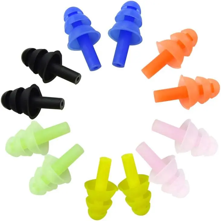 6 Pairs Reusable Silicone Earplugs for Adults & Youth, Waterproof Snug Plug Design for Swimming, Sleeping, Noise Reduction & Concerts, Swimming Accessories, Waterproof Earplugs