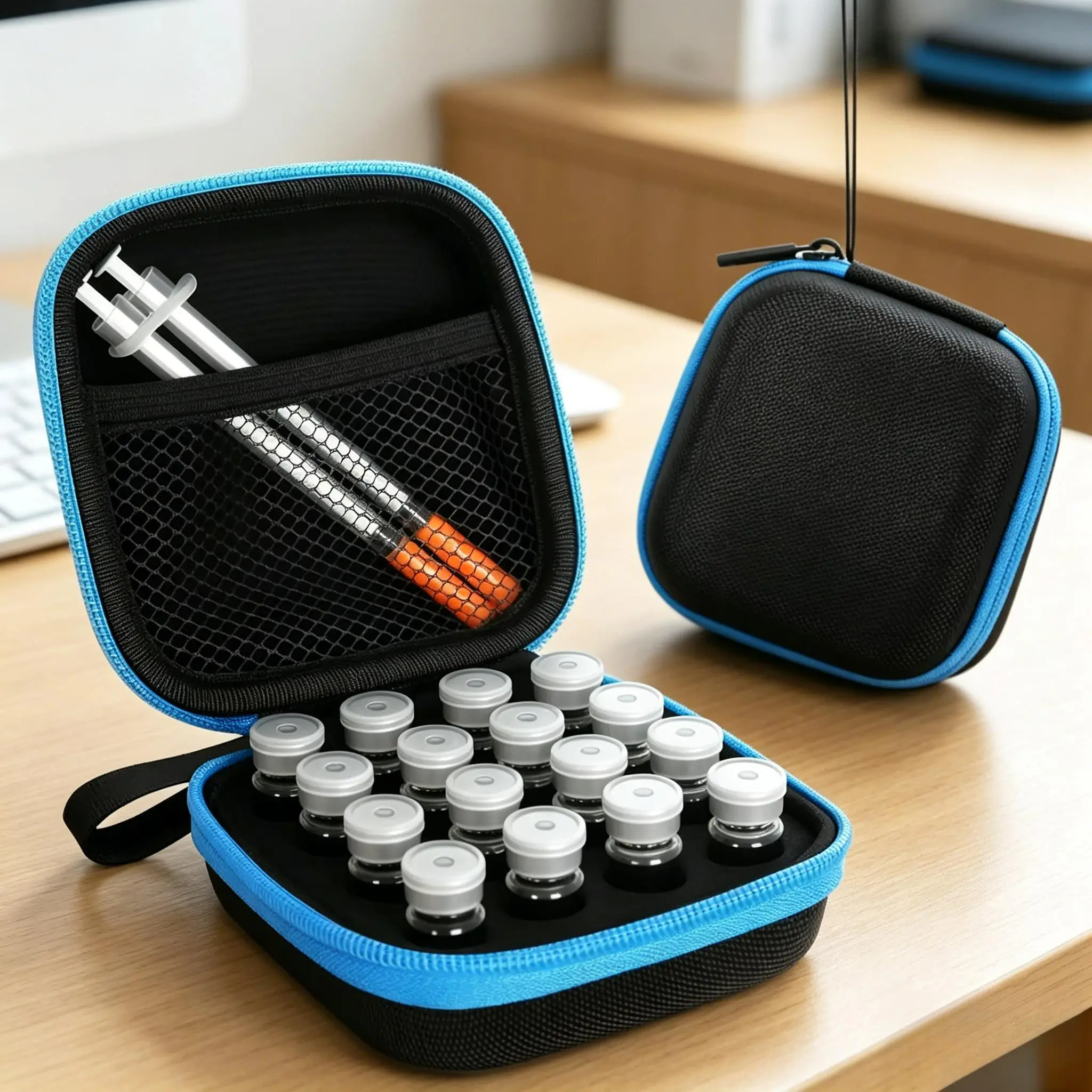 16-Slot 3ml Peptide & Insulin Storage Case, Portable Medical Organizer & Multi-Vial Storage Box for 1ml-3ml Medical Containers (Only Case), Multi-Vial Storage mini box easy use multi-compartment organizer