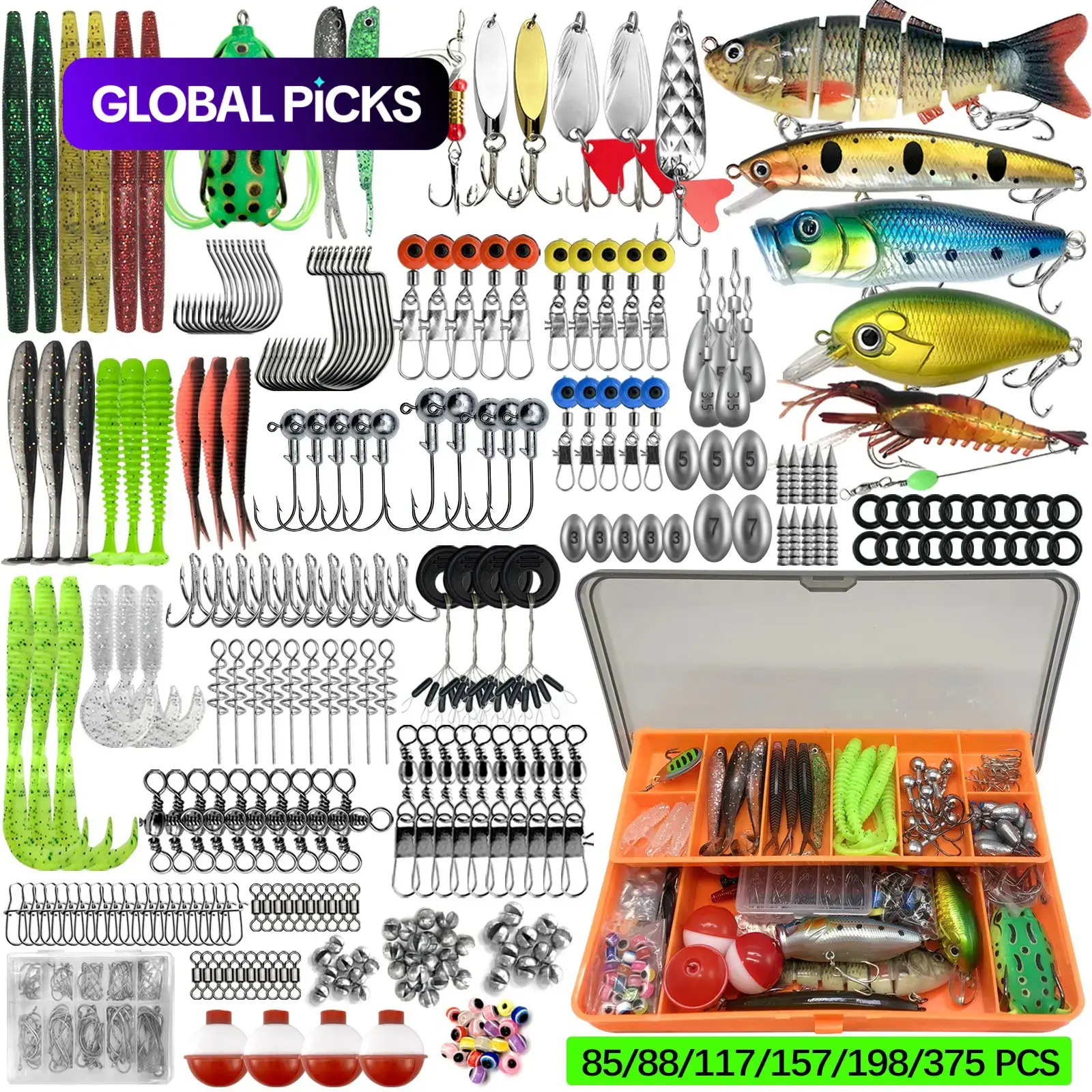 85/88/117/157/198/357pcs Fishing Lures Kit, Reprotoxic Lead, Ca_prop_65_re Yes, Model_xinghao Syzl20-2-301, Sports Equipment Set