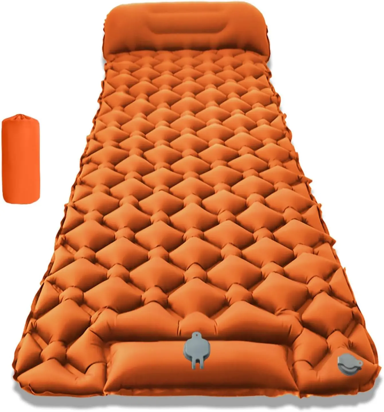 Lounge Mat - Your Portable Chill Zone, Thick Memory Foam Camping Sleeping Pad, Self-Inflating Travel Air Mattress with Pump, Lightweight Portable Car Tent Bed for Outdoor Backpacking (Orange)
