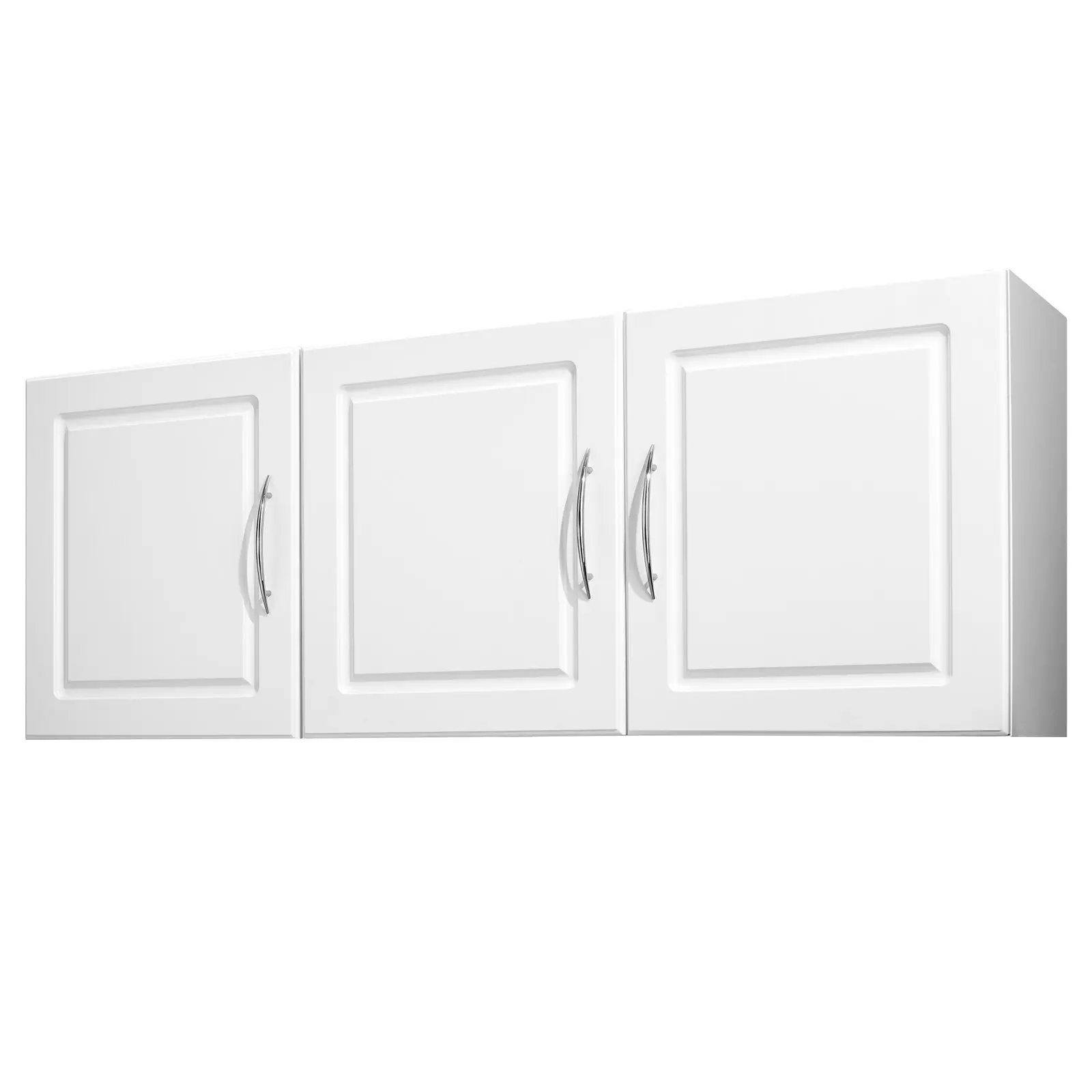 VEVOR Laundry Room Wall Cabinet, 2-Tier Wall Mounted Hanging Cabinet with Adjustable Shelf, Cupboard Storage with 3 Doors, for Kitchen, Bathroom, Laundry, 12.44x 54x 20.31 in (Dx Wx H), White