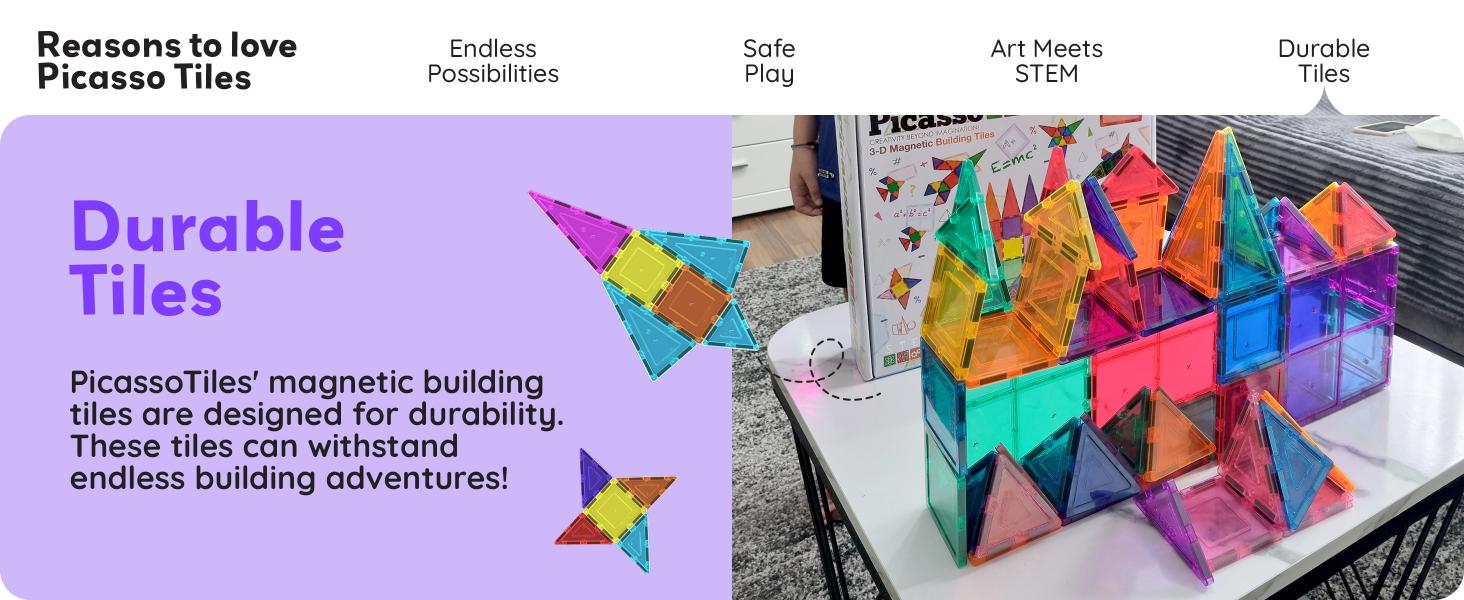 PicassoTiles 100 Piece Set 100pcs Magnet Building Tiles Clear Magnetic 3D Blocks Construction Playboards, Creativity Beyond Imagination, Inspirational, Recreational, Educational Conventional