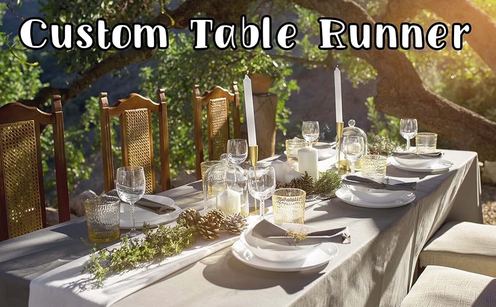 White Table Runner Table with Business Logo Text 72 Inches Long Blank DIY for Party, Birthday, Wedding, Tradeshow Events, 13"x72"