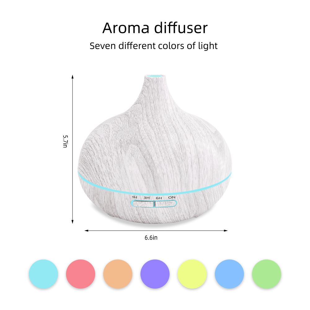 Wood Grain Aroma Diffuser Humidifier 550ml, Ultrasonic Waterless Fragrance Oil Diffuser with Remote, Essential Oil Aroma Diffuser for Home, Anxiety & Flower Humidifier, Air Purifier, Quiet, Auto Shut Off, 6 Oil Bottles Included d is ff use