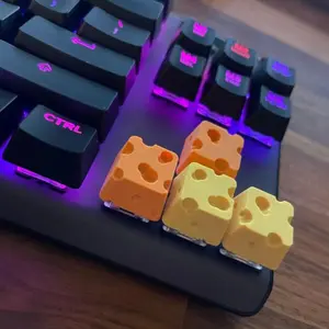 Mini Cheese Shaped Mechanical Keyboard Keycap, Customizable Plastic Game Button, Cute Theme Keyboard Accessory, Creative Gift for Gamers, Mx Axis Compatible