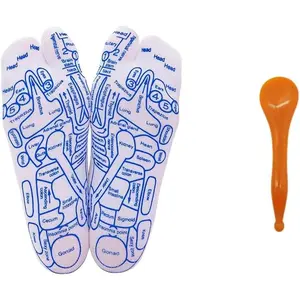 Reflexology Socks with Acupressure Pen with Gua Sha End, Foot Pain Relief Remedy,Women's Size