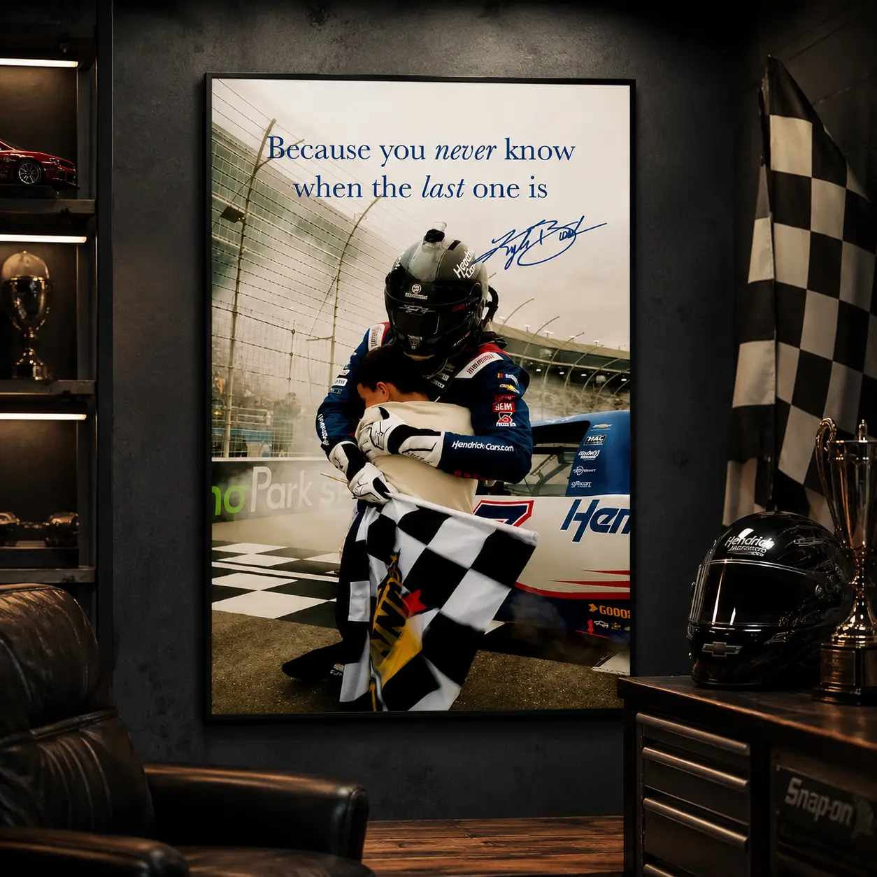 Kyle Busch NASCAR Victory Canvas |   Racing Quote Decor for Man Cave & Garage, Racing Car Canvas Wall Art Print, Motorsports Poster, Speed Champion Inspirational Wall Decor for Bedroom Office Dorm Workshop, Gift for Racing Fans