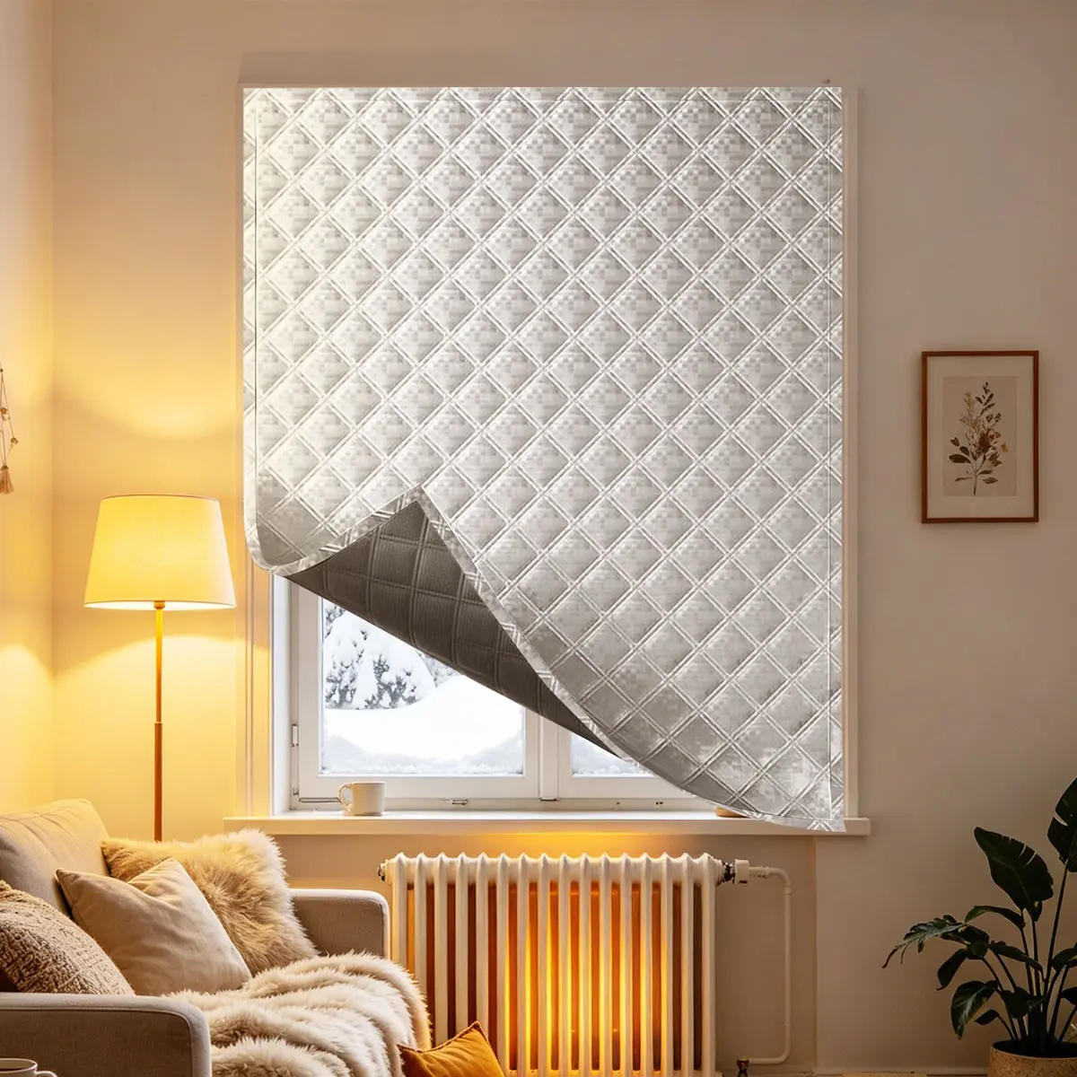 1P Winter Windproof Thermal Curtain – Blocks Cold & Heat, Noise-Reducing, No-Drill Quick Install in 3 Minutes, Perfect for Bedroom, Living Room, Balcony