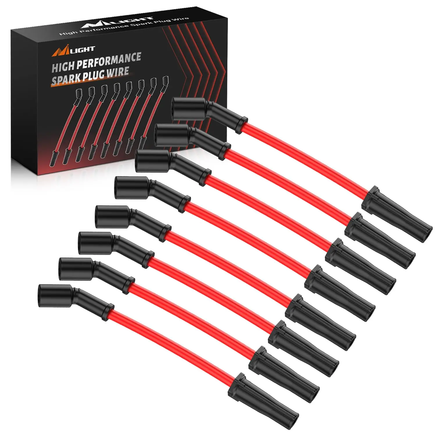 Nilight 10.2mm High Performance Ignition Wire Set with Aramid Core & Snap Lock, Compatible with Cadillac Escalade, Chevy Silverado-Suburban-Tahoe, GMC Sierra-Yukon, Replaces 9748HH, Gm Trucks