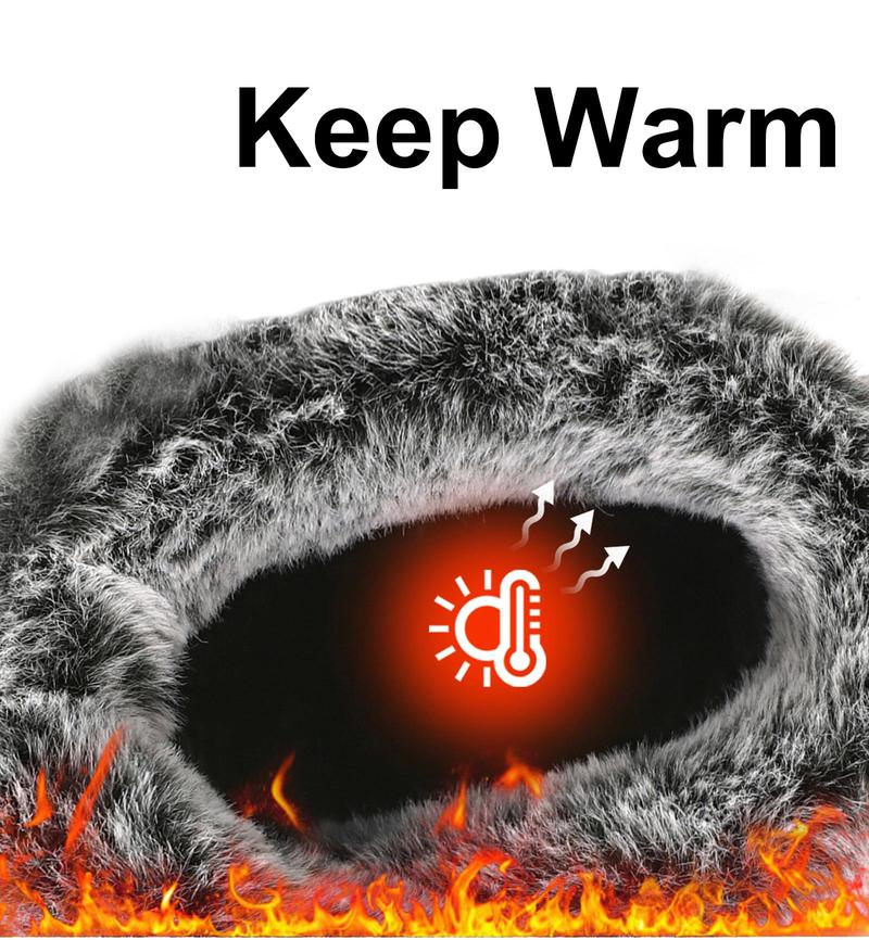 Winter Snow Boots for Women Fur Lined Warm Waterproof Slip On Booties with Breathable Fur Lining Slip Resistant Sole Black Oxford Cloth Upper Velcro Closure Outdoor Booties for Camping Walking