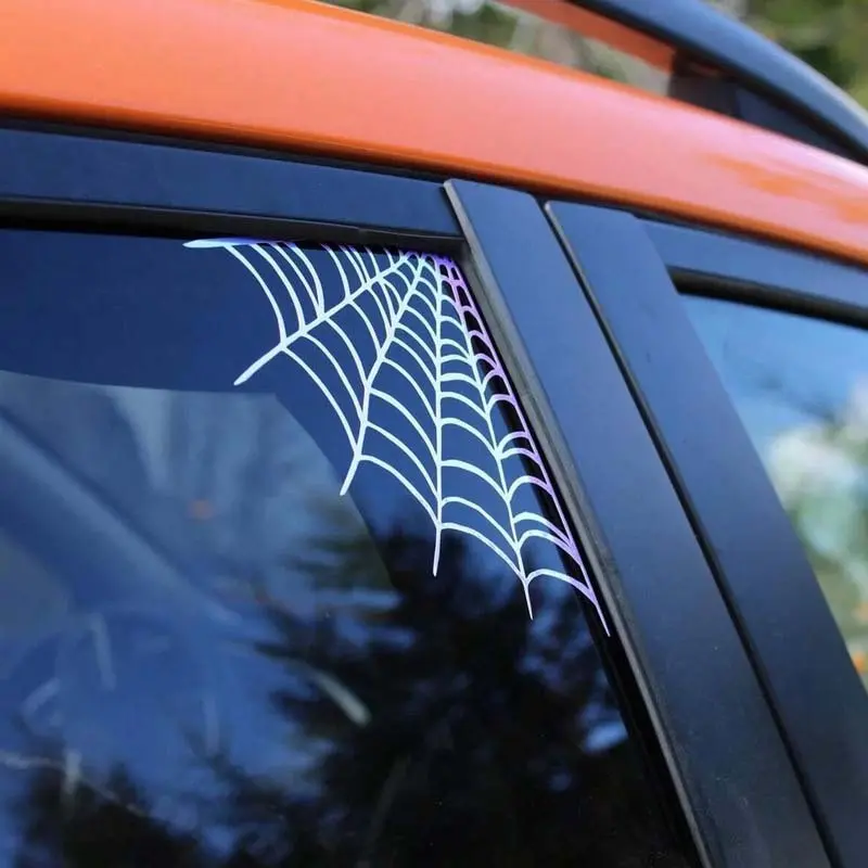 Spider Web Car Sticker, Gothic Halloween Style Vinyl Waterproof Sunscreen, Suitable for Car Windows, Truck, Fun Decorative Decal