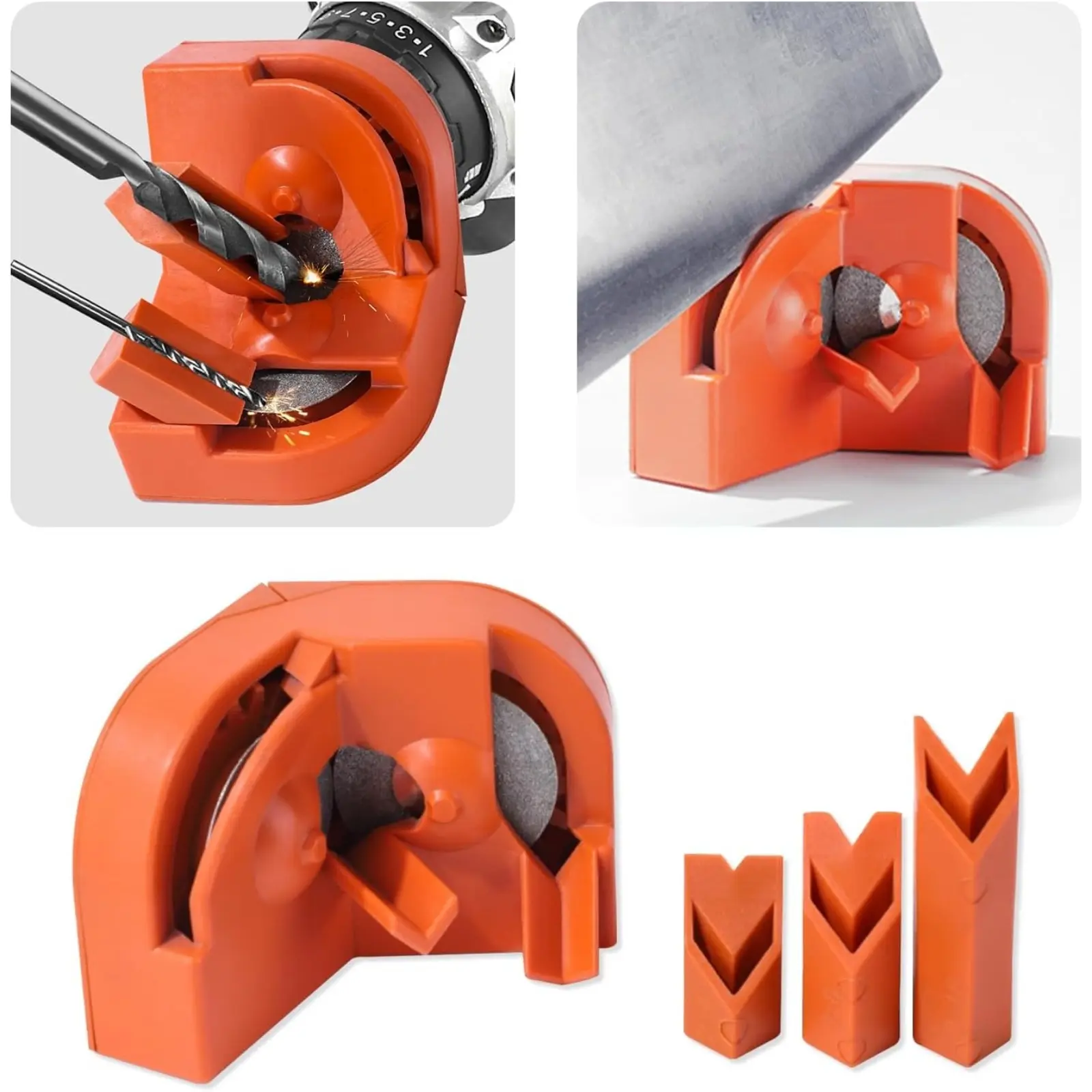 Portable Drill Bit Sharpener Grinder Attachment, Universal‑Fit Bit Sharpening Tool Driven By Electric Drill, Fast Grinding Polishing Accessory for Multiple Types of Drill Bits