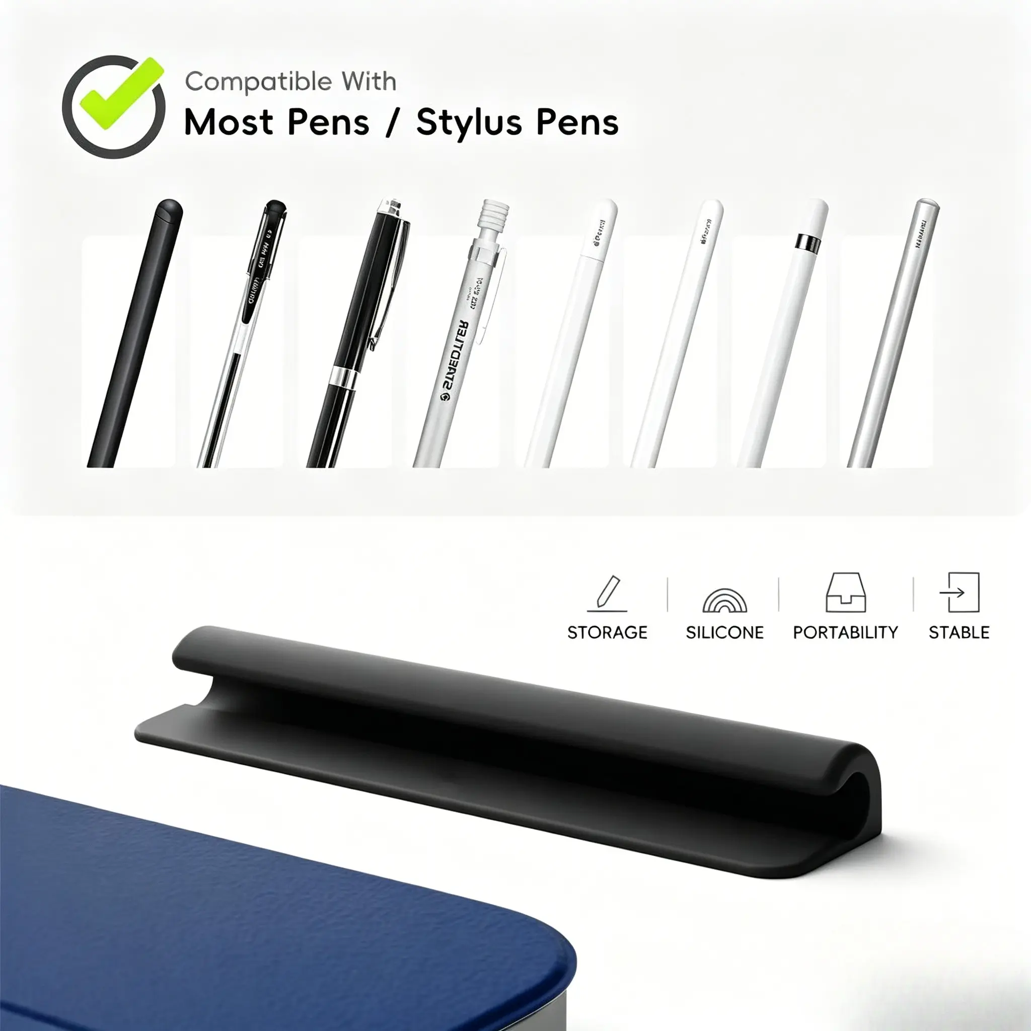 1-Pack Self-Adhesive Silicone Pen Holder Clip, Universal Stylus & Ballpoint Pen Storage Sleeve, Sticky Pen Loop Attachment for Tablet Case, Portable Pen Fixing Organizer