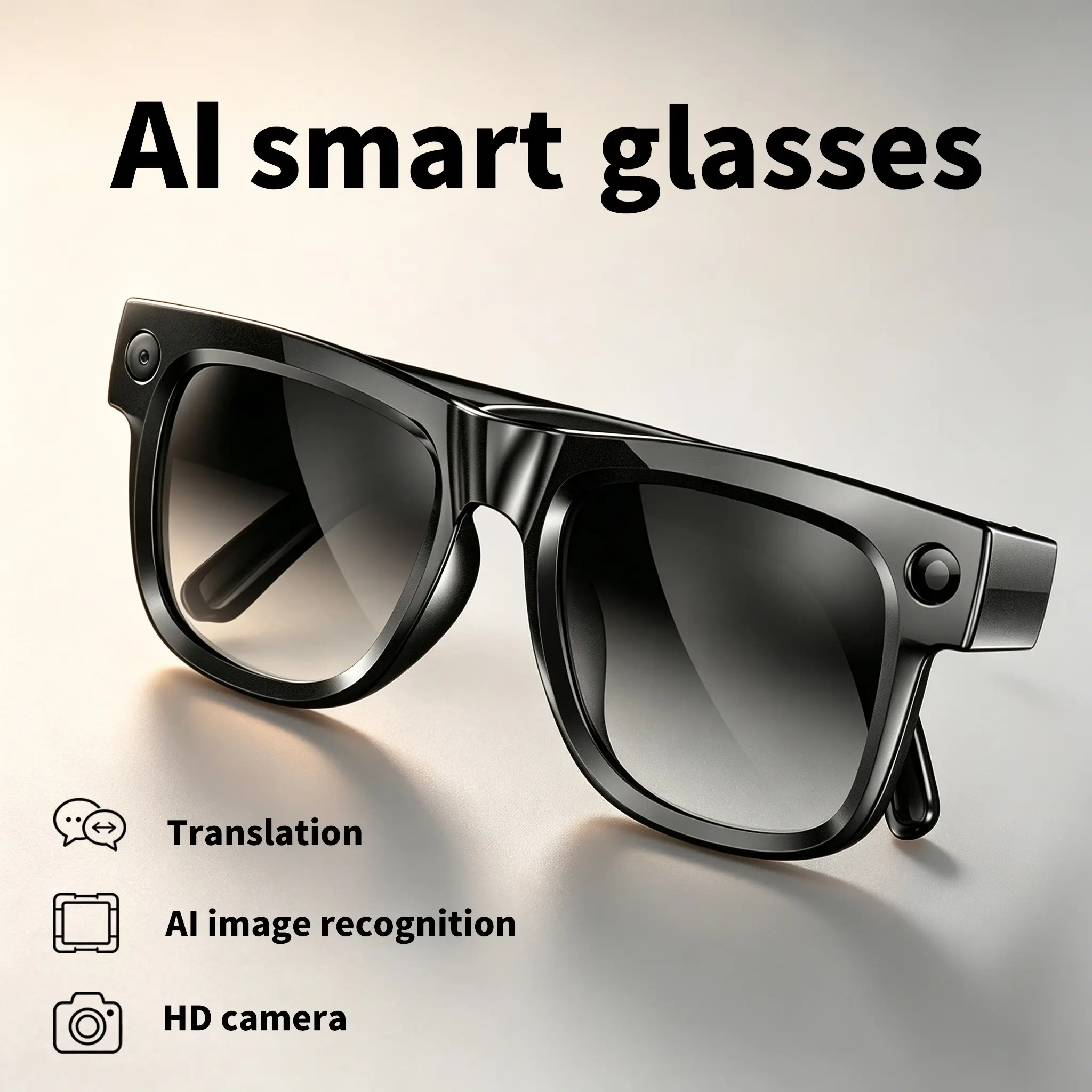 New Fashion Smart Glasses with 8mp Camera, 4GB Memory, WiFi Video Recording, Ai Photo Recognition, Bluetooth-compatible Translation, Men's Sunglasses