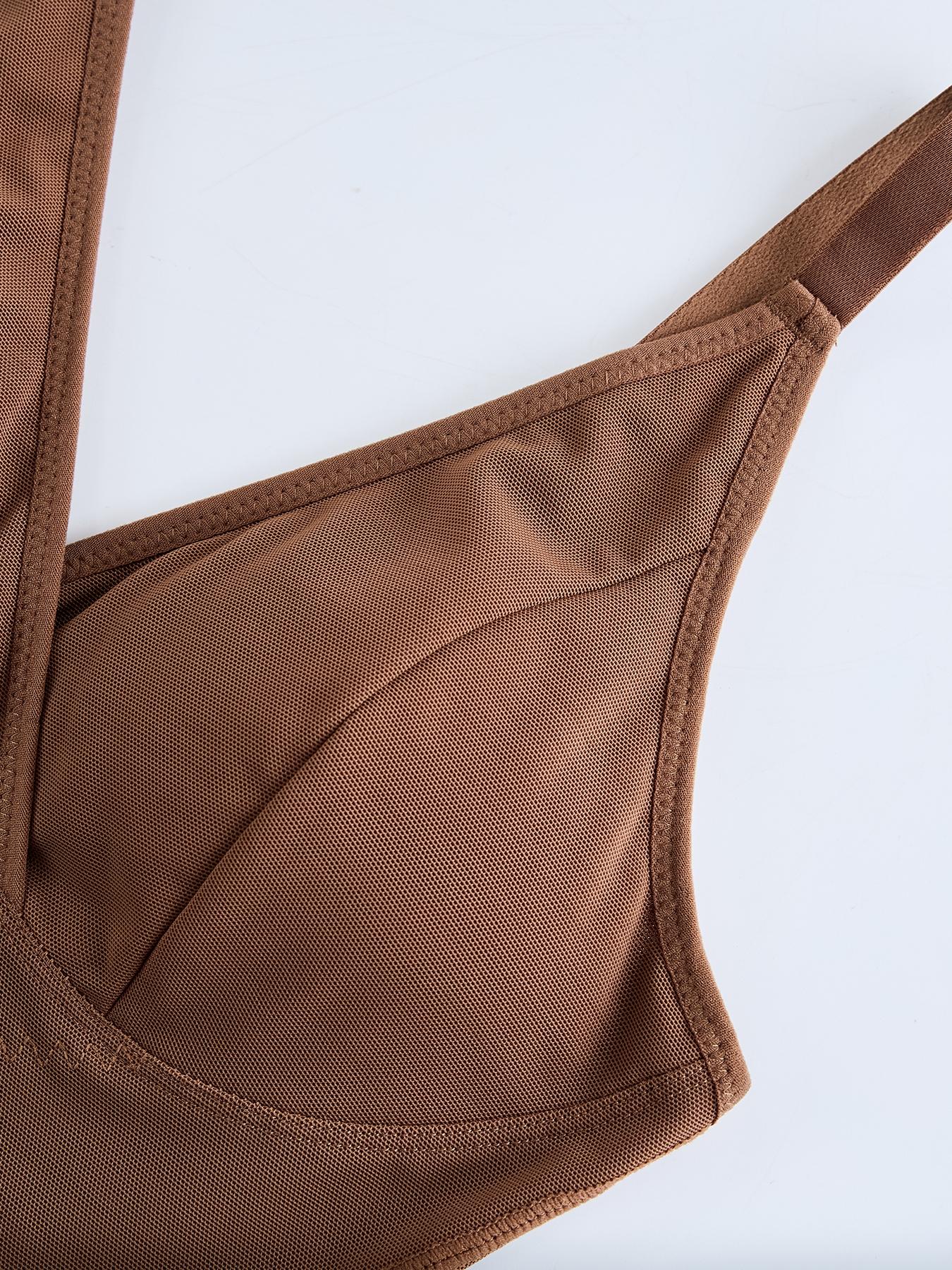 Women's Sheer Mesh Bodysuit High Elastic Breathable Fabric V Neck Full Body Shaping Underwear, Casual All Season Wear, Shapewear