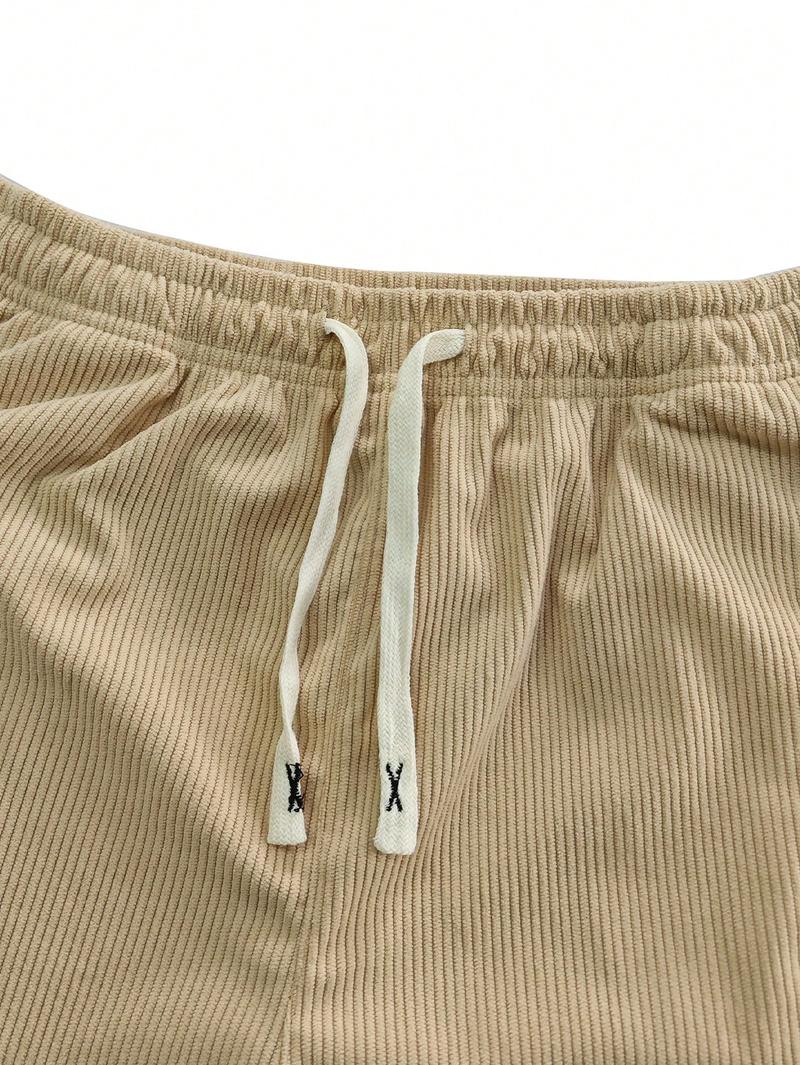 Women's Straight Leg Corduroy Pants Featuring Drawstring Elastic Waist, Fit for Casual, Sports, Hiking, Spring/Autumn