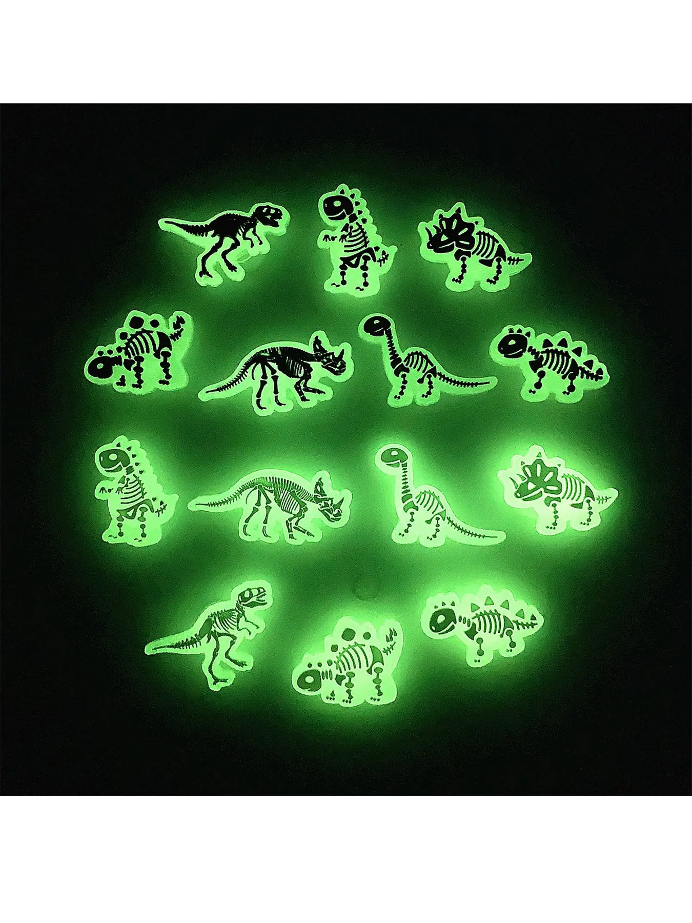 14pcs Cartoon Fluorescent Night Light Dinosaur PVC Shoe Accessories, Crocs Fashion Decor, DIY Shoe Parts, Birthday Gift, Daily Wear
