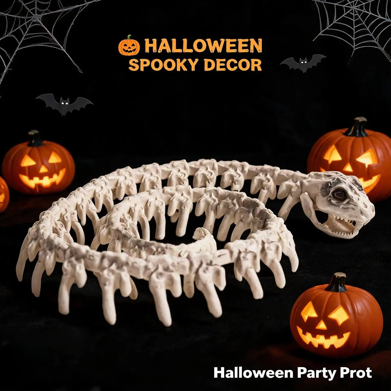 1pc Halloween Tabletop Skeleton Decor Set, Dog Cat Snake Animal Skeleton Figurines, Realistic Bone Model Ornaments for Desktop, Haunted House, Party, Spooky Halloween Scene Layout, Indoor Holiday Horror Themed Decoration Props