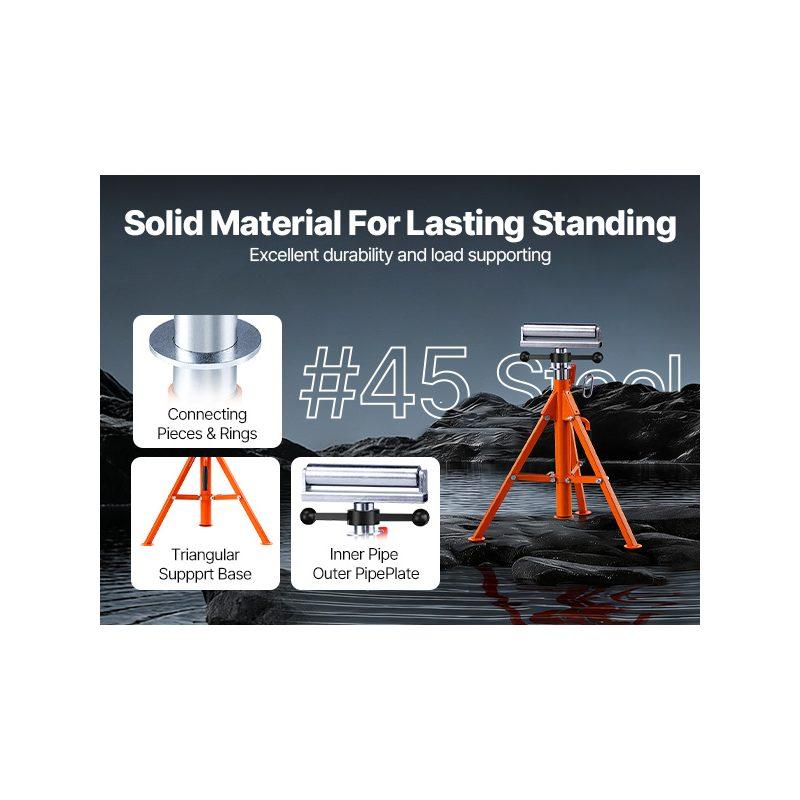 VEVOR Roller Stand, Heavy Duty 2500 LBS Load Capacity, 27.6-52 Height Adjustable, 45# Steel Folding Roller Support Stand for Pipes, Wooden Boards