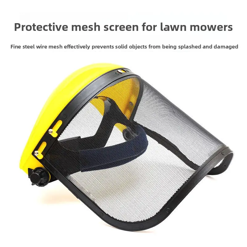 Lightweight Steel Wire Mesh Safety Face Shield Hat, Breathable Protective Visor Screen Anti Debris Splash, Compatible with Chainsaw String Trimmer Lawn Mower Brush Cutter, Yard Garden Lawn Weeding Cutting Work Protective Gear