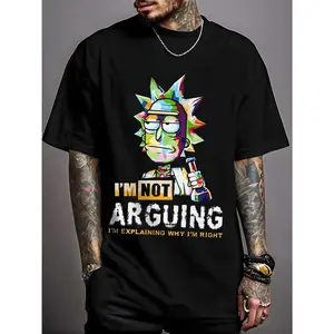 Rick and Morty Creative Design Men's and Women's Casual T-shirts, Casual Trend, Fashionable and Versatile, Solid Color Pure Cotton Round Neck Breathable and Comfortable T-shirts, a Must-have for Outdoor Sports