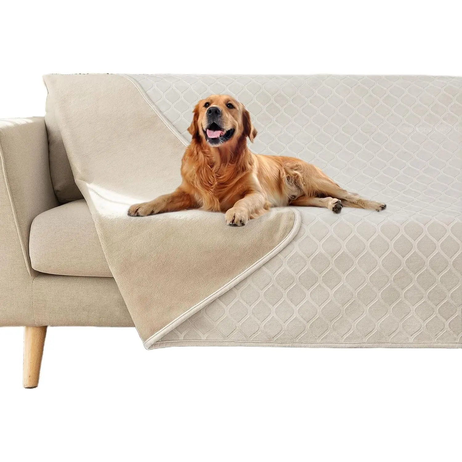 Waterproof Dog Blanket Bed Cover Dog Crystal Velvet Moroccan Fuzzy Cozy Plush Pet Blanket Throw Blanket for Couch Sofa(40 * 60 inch, Cream+Beige)